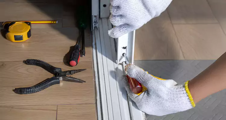 Backyard Sliding Door Track Repair in Belmont, CA